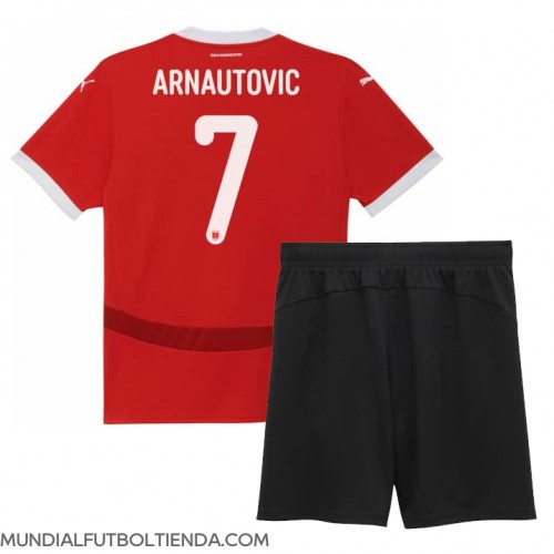 Camiseta Austria Marko Arnautovic #7 Primera Equipación Replica Eurocopa 2024 para niños mangas cortas (+ Pantalones cortos)